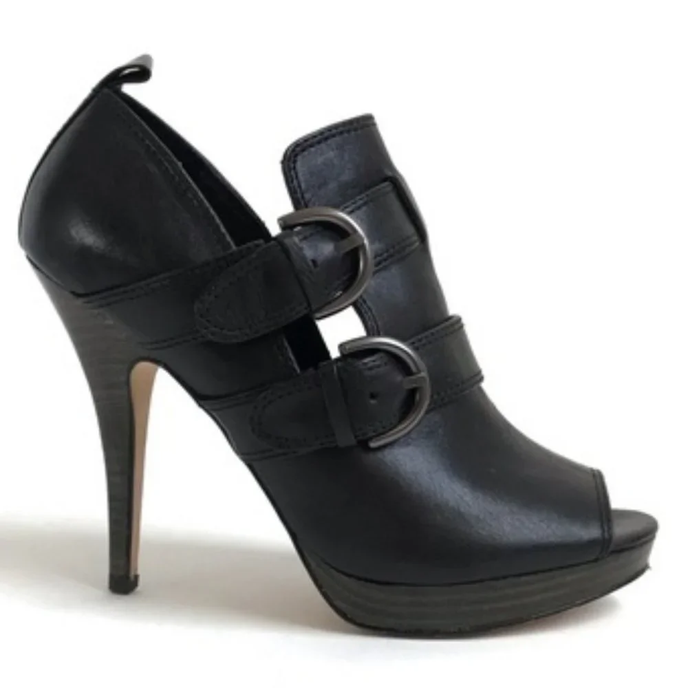 Coach Alexia Platform Peep Toe Booties in Black.  Sz 8B